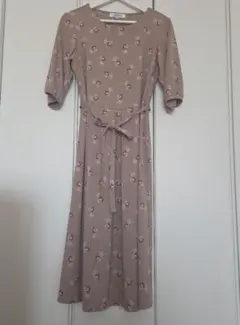 HANAE MORI　花柄ベージュロングワンピース