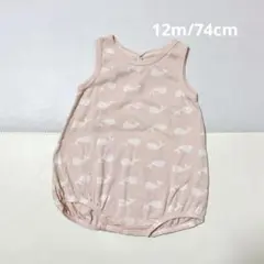 PETITBATEAU プチバトー　プリントショートロンパース　くじら柄　12m