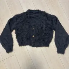 グレー ファー風 クロップドカーディガン