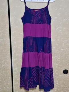 Amina ネイビーとピンクのキャミワンピース Fサイズ