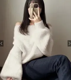 オフショルダーシャギーニットトップス[dr664]