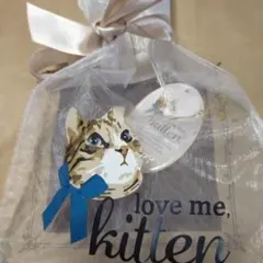 ラッピングに　ハンドメイドに　オーガンジー巾着袋　ネコ好き