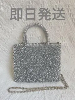 ビーズ ワイヤーバッグ ショルダー 新品未使用 シルバー ミニアトゥーラ風