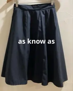 アズノウアズ　ゴム ストライプ　紺　ネイビー　オフィスカジュアル　フレアスカート