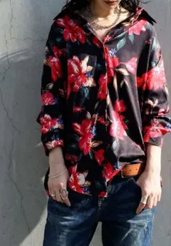 antiquaアンティカ 大人ライク レトロ 花柄 シャツのサムネイル