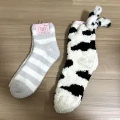 もこもこ耳付きソックス 二足セット　22〜25cm