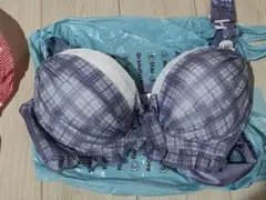 チェック柄フリル付きブラジャー H90