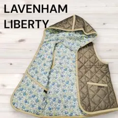 【美品】ラベンハム×リバティ 38 フード付き キルティングベスト イギリス製