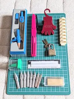 ペン型はさみ コンパス 万年筆の替えペン先 消しゴム替えなど文房具セット 8点