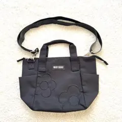 MARY QUANT 花柄ショルダー 保温冷バッグ ブラック 美品
