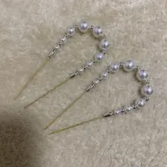 パールホワイト ビーズヘアピンセット