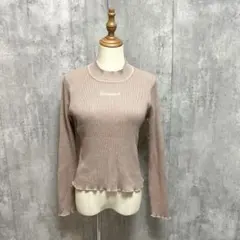 RETRO GIRL ロゴ刺繍　ハイネック　フリル　リブ　ニット　セーター