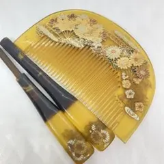 041515 昭和　アンティーク　 金芝　菊　樹脂　櫛笄　かんざし　簪