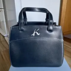 キタムラ　紺レザーハンドバッグ