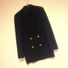 ダブル ブレスト 金ボタン テーラード ジャケット 古着 ブレザー 黒