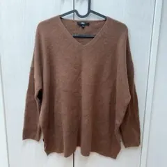 UNIQLO ブラウン Vネック ニット M レディース 茶 ユニクロ