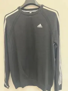 adidas 黒 ストライプ セーター Lサイズ