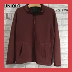 ユニクロ フリースジャケット リバーシブル メンズ L ワインレッド/チェック