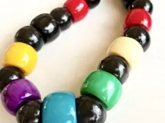 年代物 当時物 未使用 大きなウッドビーズ 黒ロングvintageネックレス