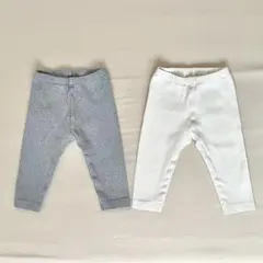 ユニクロ リブレギンス 80 2枚セット グレー 白 ベビー 男の子 女の子
