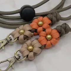 ハンドメイド ストラップ スマホ ショルダー パラコード 花x4 SH521