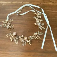 リボンカチューシャ ヘッドバンド ヘッドアクセサリー ゴールド系