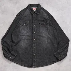 Wrangler ラングラー ブラック デニムシャツ 古着 L 黒 20553