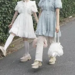 merry jenny ジャガードフレアミニワンピース ブラック