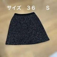 INDIVI ツイードスカート ミニ丈 ブラック系　３６