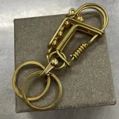 真鍮製 デザインカラビナキーフック　キーホルダー　シャックル付き