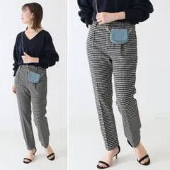 秋冬物★美品★スピック&スパン 両面起毛チェックテーパードパンツ定価15400円