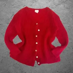 00s 90s vintage モヘア混 カーディガン 赤 ゆるだぼ グランジ