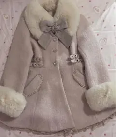 リズリサ LIZLISA ビジューリボンミニ丈Aラインコート ピンク 完売品