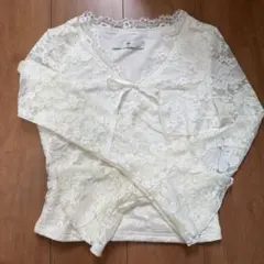 総レース 長袖カットソー ホワイト