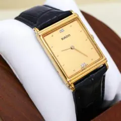 【新品電池】RADO 腕時計 アンティーク スクエア ゴールド 4Pダイヤ RADO QZ ラドー ダイヤスター 121 9521 3スクエアゴールド文字盤