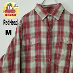 usa古着 REDHEAD ネルシャツ　M　ベージュ　赤系　チェック