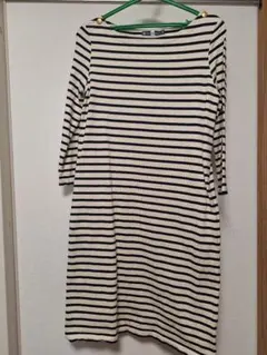 プチバトー　ボーダー 七分袖ワンピース xsサイズ