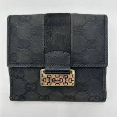 GUCCI GGキャンバス ロゴ　ホースビット　コンパクト 折り財布 財布
