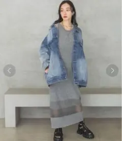 新品タグ付き✨ジーナシス ミニブークレニットNSワンピース グレー