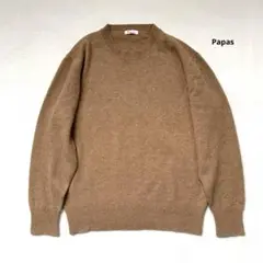 良品　パパス Papas ウール100% シャツカーディガン ロゴ刺繍 タスマニアウール7G カーディガン（MENトップス・カーディガン