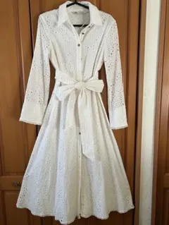 ZARA ホワイト 刺繍 シャツワンピースのサムネイル