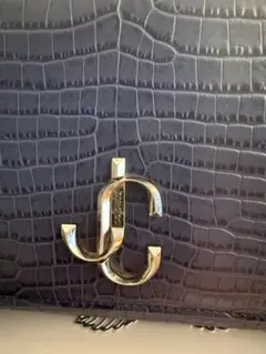 ネイビー クロコダイル風 ハンドバッグ