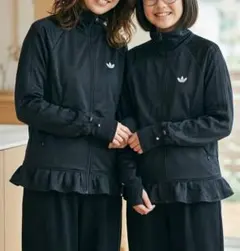 希少✨️アディダス トラックジャケット トレフォイルロゴ XS 黒 フリル