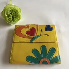 MOSCHINOモスキーノ折りたたみレザー 財布　イエローレザーのサムネイル