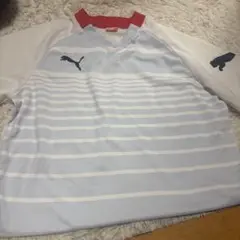 Puma ストライプ 長袖 Vネックシャツ