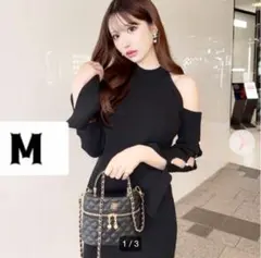 新品タグ付きcherimi オープンショルダービジューニットワンピース