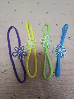 【新品】花モチーフヘアゴム4個セット(12)