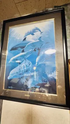 Ch.R. Lassen イルカ 絵画 額装のサムネイル