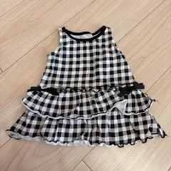 チェック柄フリルノースリーブワンピース
