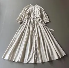 【美品】ミラオーウェン　ウエストベルト　コットンタックギャザーワンピース